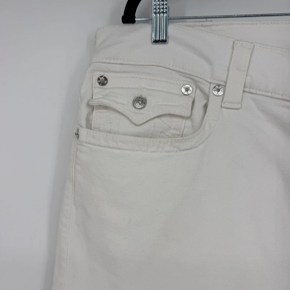 True Religion Ricky Jeans Men's 38 White Relaxed Straight Flap Pocket